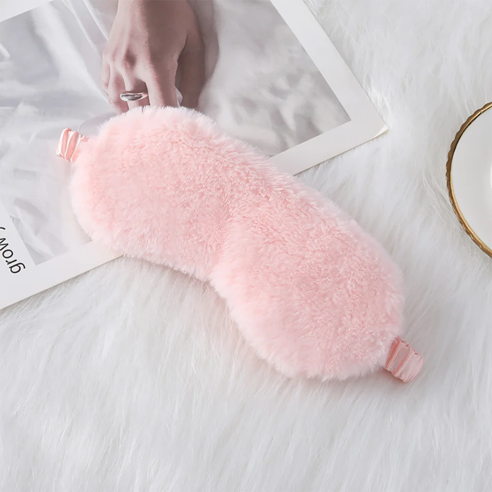 New Arrival Best Seller Solid Colour Plush Eyes Mask Plush Sleeping Mask Kids Faux Fur Black Sleep Eye Masks