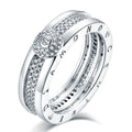 Luxury Dainty Sparking Rhodium Plated 925 Sterling Silver Multi Layered Statement Cubic Zirconia Letter Ring for Women Men