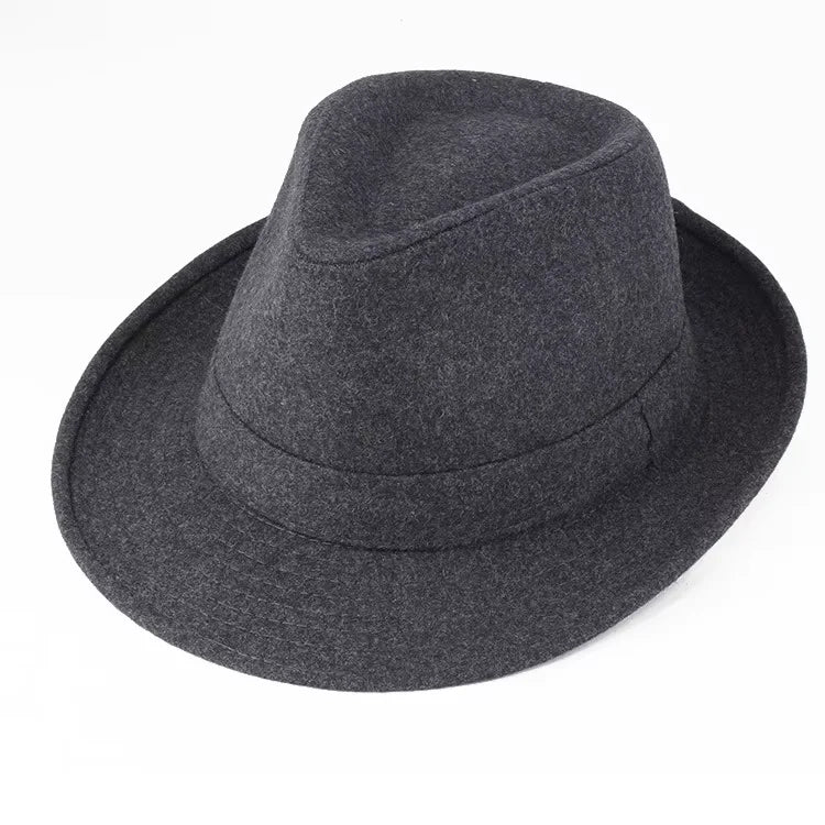 Winter Solid Woollen Warm Fedoras for Men Top Jazz Hat Adult Bowler Wide Brim Hats Classic Version Chapeau Hats