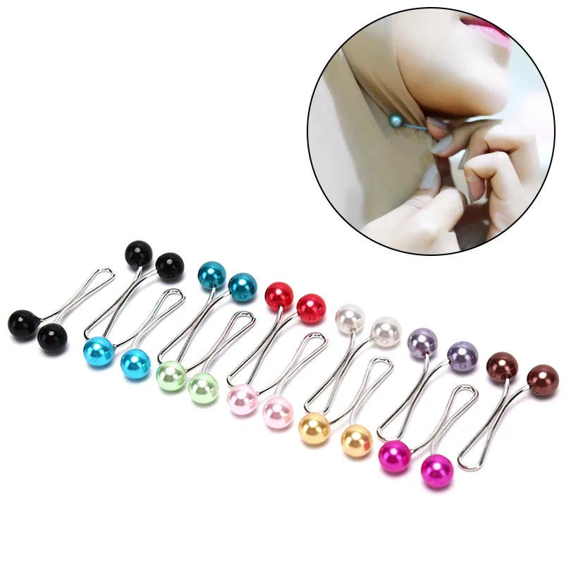 12pcs U-Shaped Pearl Hijab Pins Safety Clips for Muslim Women's Shawl Scarf and Hijab for Wedding Party Gift