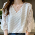 0129# Summer Women V-Neck Chiffon Blouse Shirt Women Tops Short Sleeve Women Blusas Mujer De Moda 2026 Verano Blouses