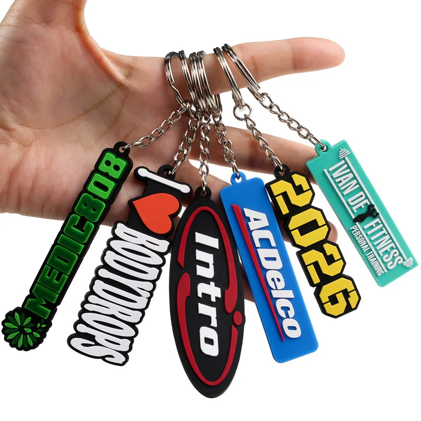 Custom Promotional Silicone Personalized Pvc Keychain Rubber Key Chains Key Ring with logo