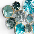Lotus Leaf Shape Blue Craft Art Home Modern Luxury Tree Iron Metal Wall Mounted Decoration for Hotels