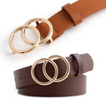 European and American Creative Ladies Double Round Buckle Retro Decorative Belt All-match Fashion Jeans Casual Pants Belt Women
