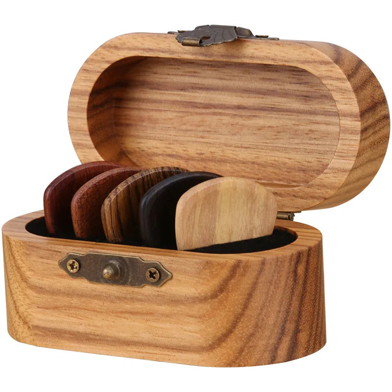 Zebra Wooden Guitar Pick Case Wooden Box Can Accommodate 5 Pieces
