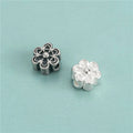 Vintage 925 Sterling Sliver Cute Heart Flower Spacer Beads Antique Silver Flower Spacer Beads for Diy Jewelry Making