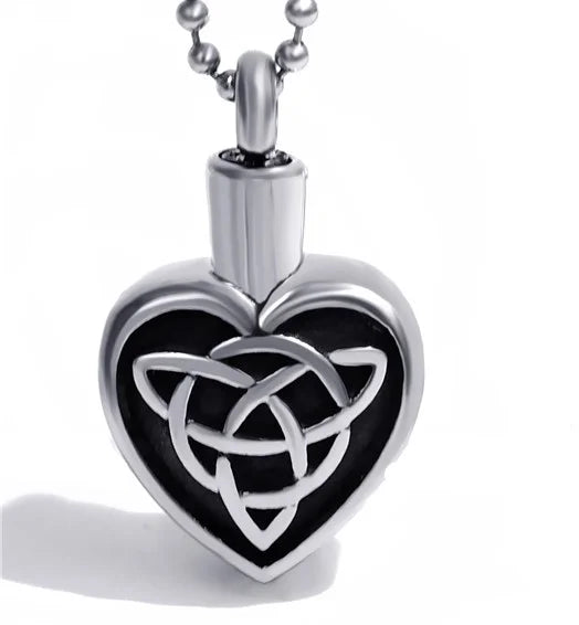 Wing Heart Christian Religious Stainless Steel Cremation Urn Pendant Necklace Celtic Knot Ash Keepsake Memorial Jewelry