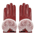 Wholesale Elegant Fashion Touch Screen Driving Women Winter Rabbit Fur Leather Gloves