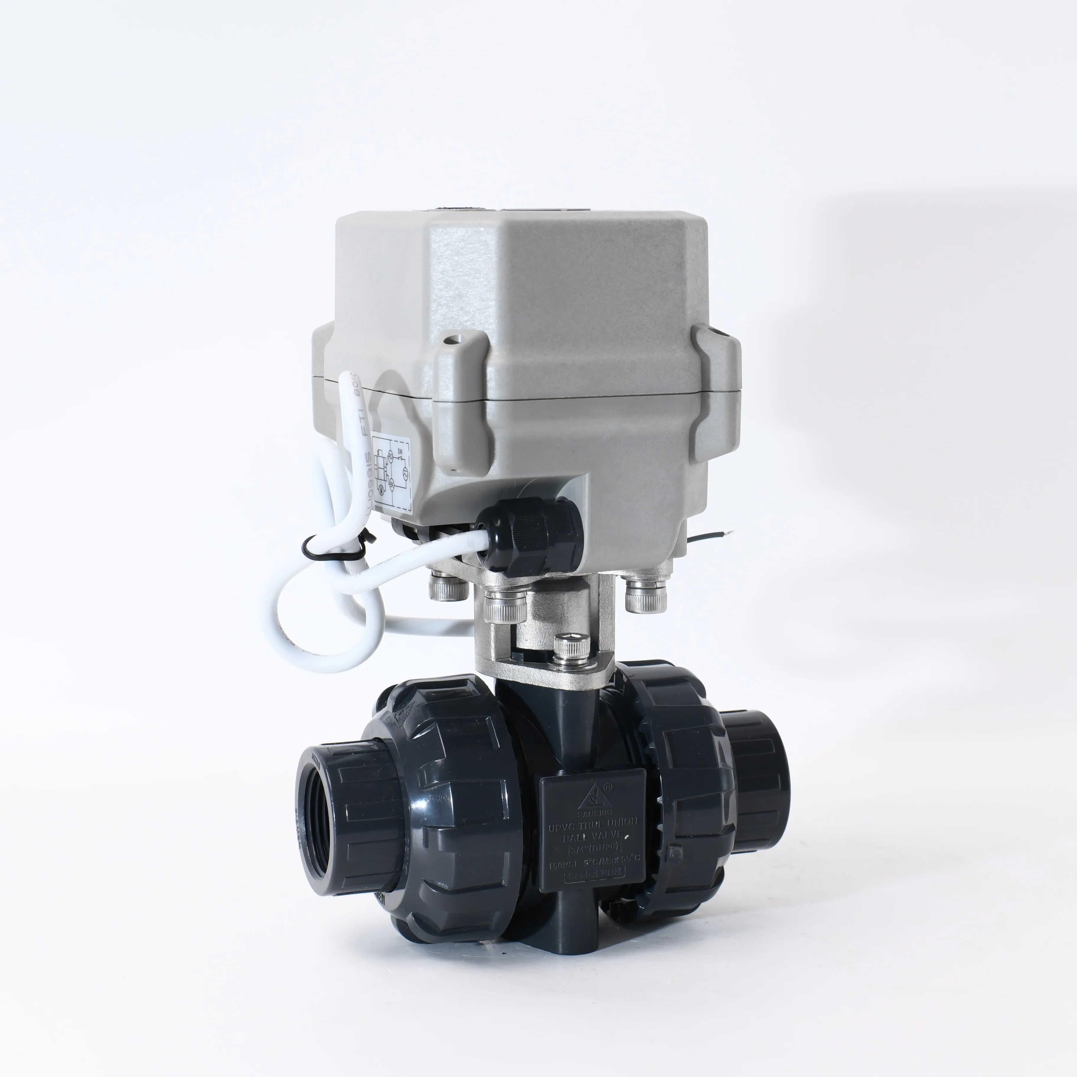 TONHE 2 Way 3/4 Inch DN20 ANSI Standard CR202 24vDC UPVC Motorized Pvc Ball Valve Flow control device