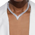Exaggerated Diamond-shaped Necklace European and American Party Diamond-Encrusted Neck Chain Necklace