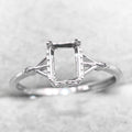 Sterling Silver 5*7mm Semi Mount Ring Square Shape Empty Frame Blank Claws Setting S925 Base Without Center Stone for Inlay DIY