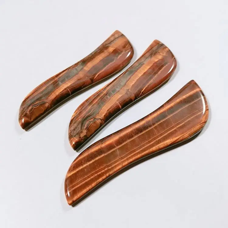 DIY Gem Factory Supply Natural Polished Yellow Tiger Eye Ice Cream Spoons Heated Gua Sha Tools for Eye health and beauty