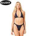 Oem New Solid Color Halter Two Piece Triangle Bikini Set Beachwear Swimsuit Custom Women Swimwear MegaBDM