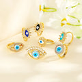 Joyeria Bisuterias Heng Dian Jewelry Boho Color Chic Wholesale 18K Gold Plated Rings Devil'S Eye Fashion Jewelry Rings Statement
