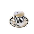 Solhui Simple Houndstooth Pattern Black and White Espresso Coffee Cup and Saucer Ceramic Cup Tea Cup