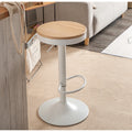 Luxury Modern Wood & PU Leather Adjustable Height Bar Stool with Metal Base for Home Bar Living Room & Basement