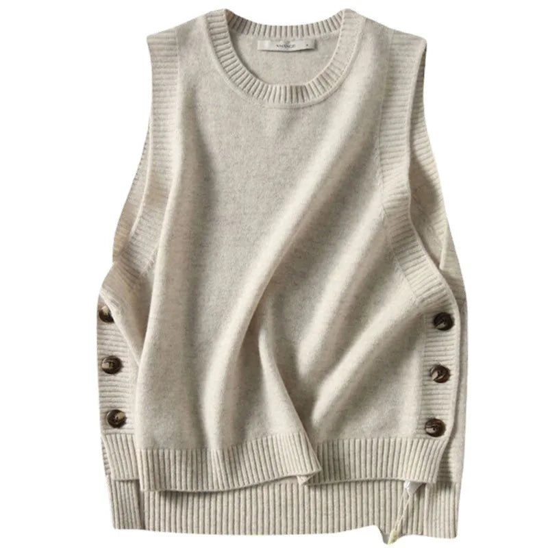 One Size Vest Spring and Autumn New Loose Sleeveless Top Overlay Knitwear Women's Sweater