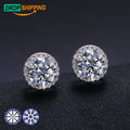 Jewelry Dropshipping Supplier Fashion Gold Plated 925 Sterling Silver Stunning VVS Moissanite Diamond Halo Earrings Stud for Men