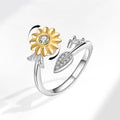 Rotating Flower Anxiety Stress Relef Fidget Ring for Women Spinner Sunflower Leaves Open Adjustable Ring/anillos Anti an