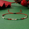 Go2boho Classic Red Green White Beaded Bracelets for Women Handmade Fashion Jewelry Pearl Dainty Seed Bead Design Christmas Day