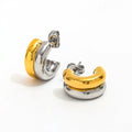 Trendy Earring 18K Gold Plated Gold & Silver Two-tone Double-layer Simple Hoop Earrings Stainless Steel Jewelry Wholesale