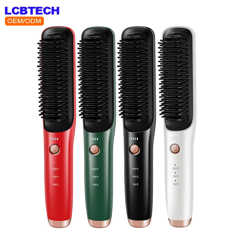 OEM Factory Hot Sale Hair Straightener Brush Hot Comb Hair Tools for Styling Hair Brush Straightener for All Hair Types