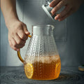 Hxglass High Borosilicate Glass Hot Water Kettle 1800ml Transparent Amber Eco-Friendly Modern Wheat Ears Pattern Milk/Juice Jug