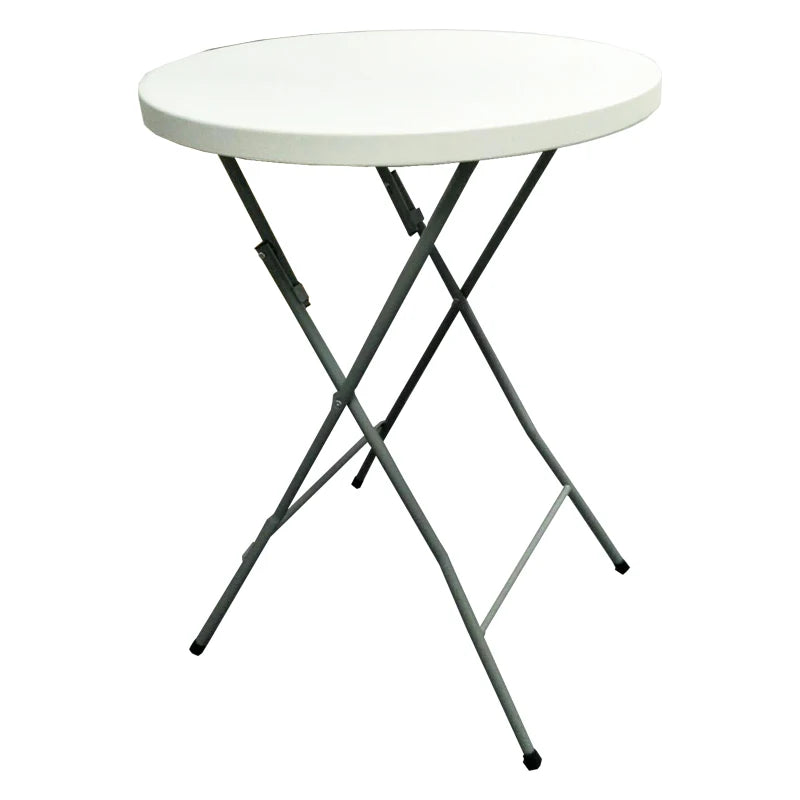2.6-Foot round Granite Table Modern Design Outdoor White Plastic Bar Height Folding Table for Park & Party Wedding Dinner