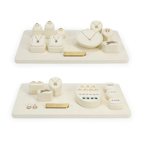 Luxury Microfiber Suede Earrings Necklace Pendant Elegant Jewelry Display Stand White Jewelry Display for Retail Shop