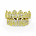 Copper Alloy Zircon Gold Body Jewelry Trendy Religious Hip-Hop Accessories Gold Plated Cusp Vampire Teth for Anniversary Unisex