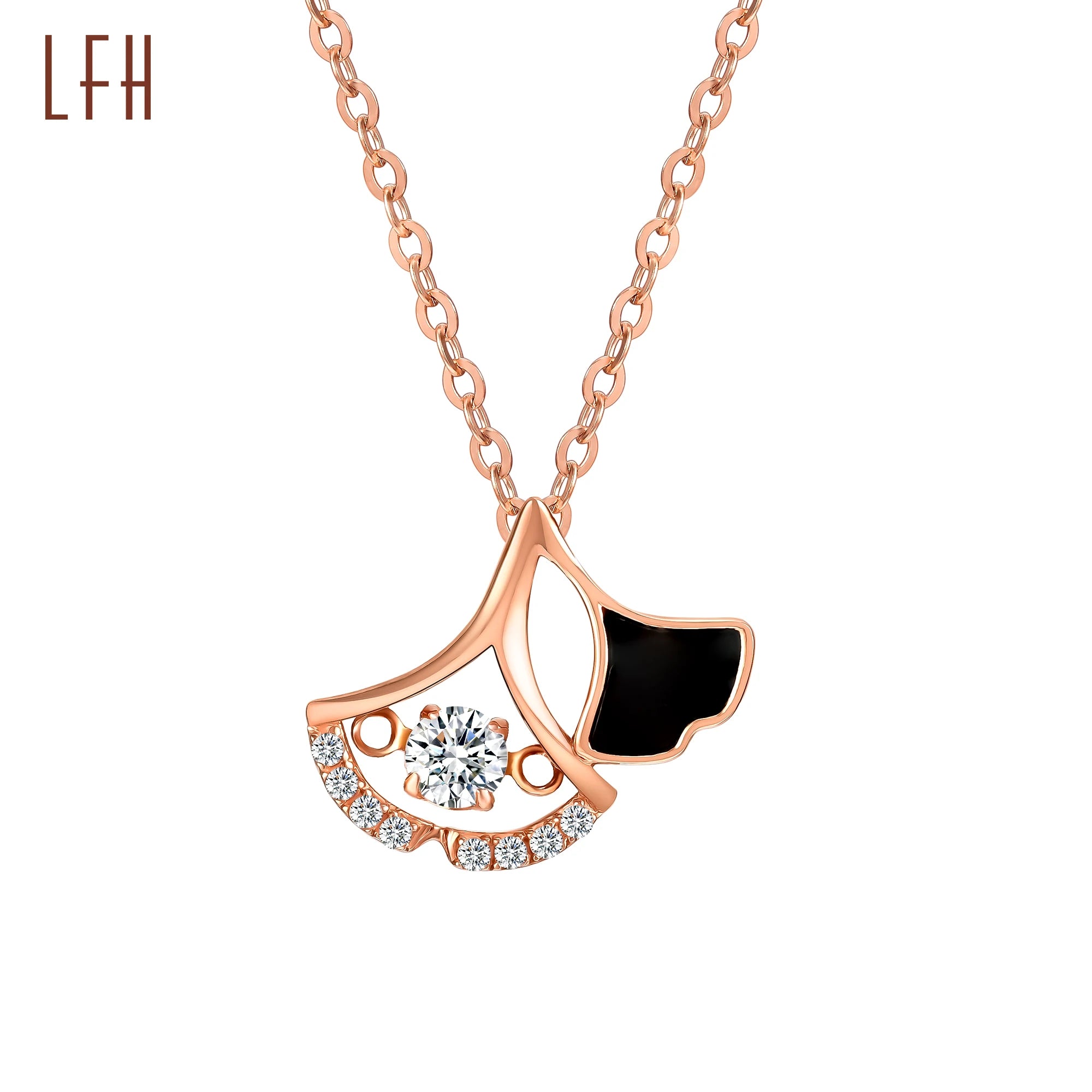 Fashion Choker Shiny Floating Diamond Pendant Drop 18k Real  Gold Cubic Zirconia Necklaces for Women