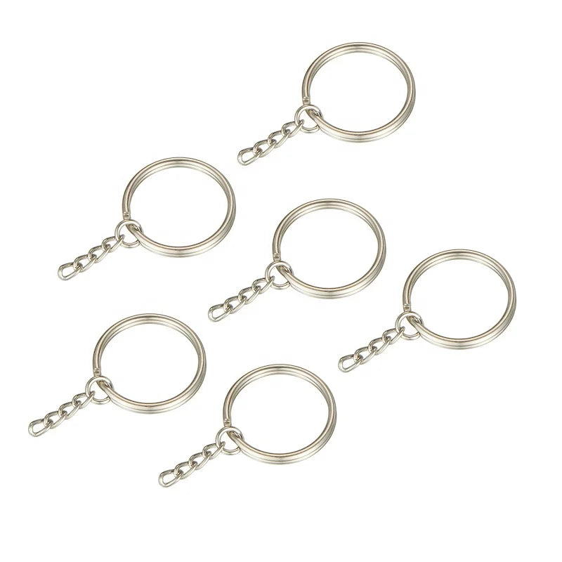 Wholesale Supply Eco-friendly Iron Keychain Split Rings Metal Blank Key Holder with Link Hardware Keychain