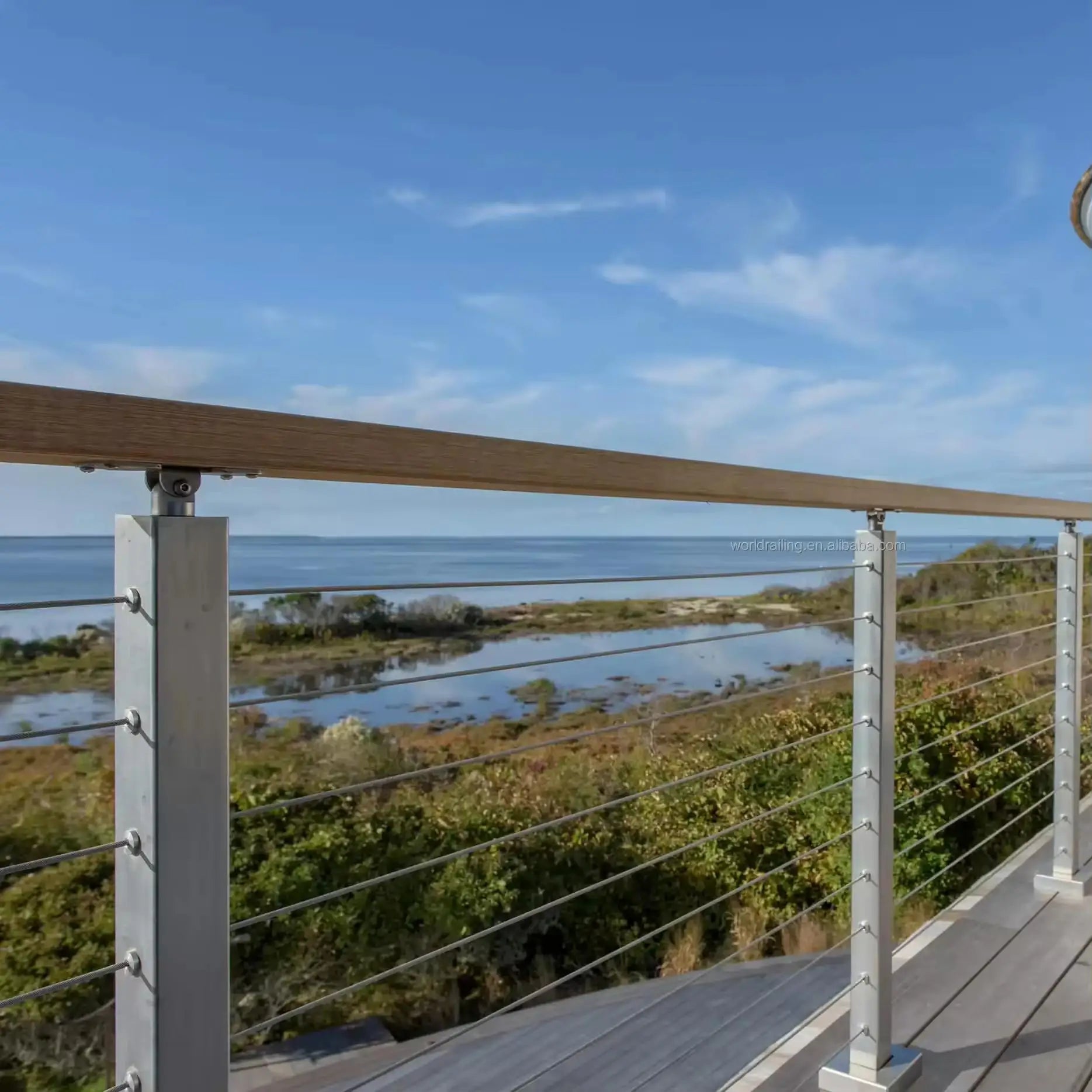 Reilbu Cheap Price Aluminum Railing Balcony Staircase Aluminum Cable Post Railing