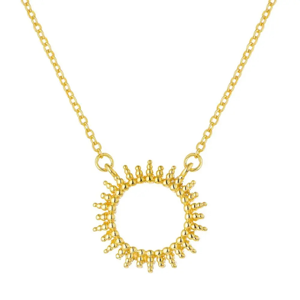 YH JEWELLERY Hot Selling 925 Sterling Silver Open Sun Necklace Dainty Charm 18k Gold Plated 2024 Gift Jewelry