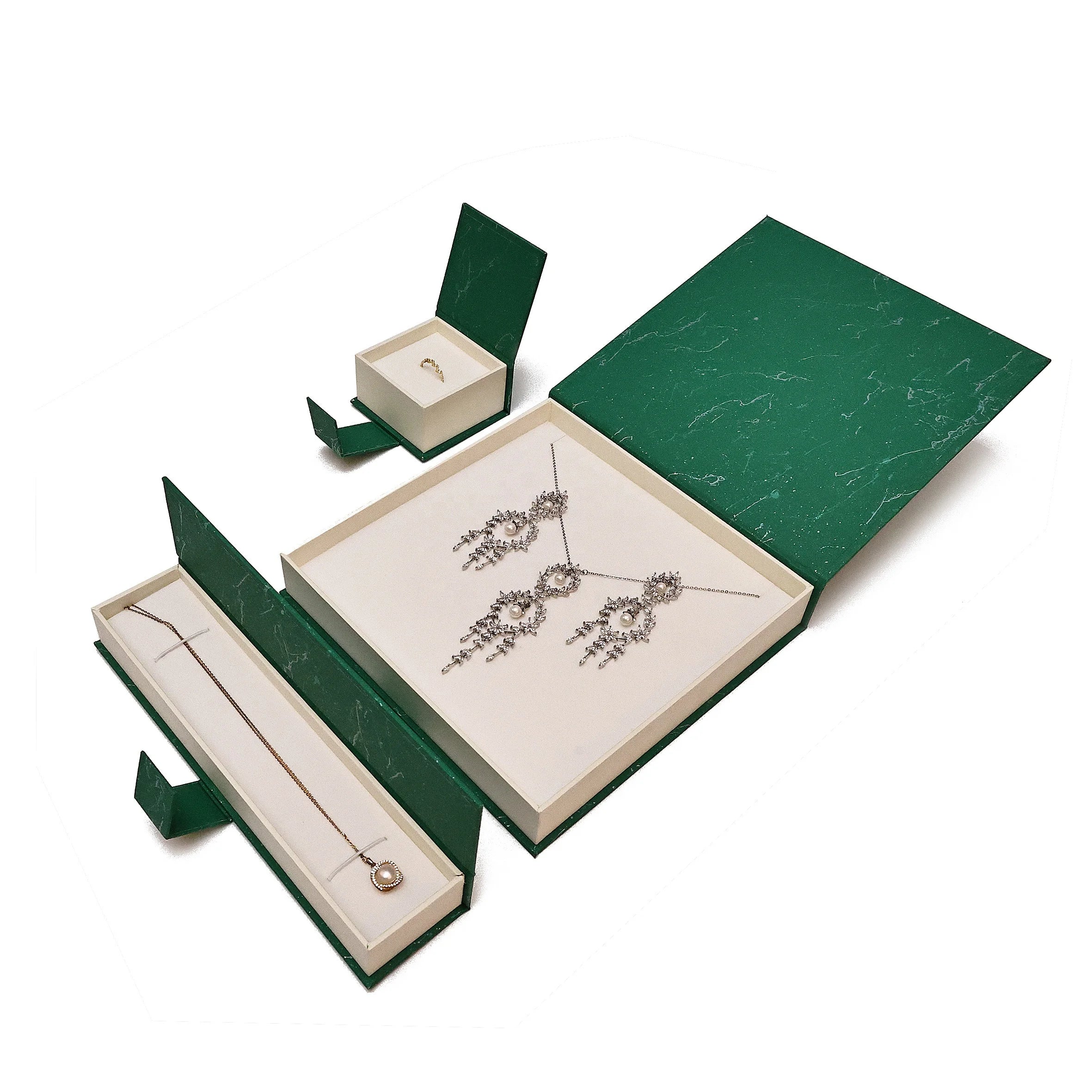 New Fashion Design Green Small Book Shape Style Earring Ring Jewelry Packaging Jewelry Book Box