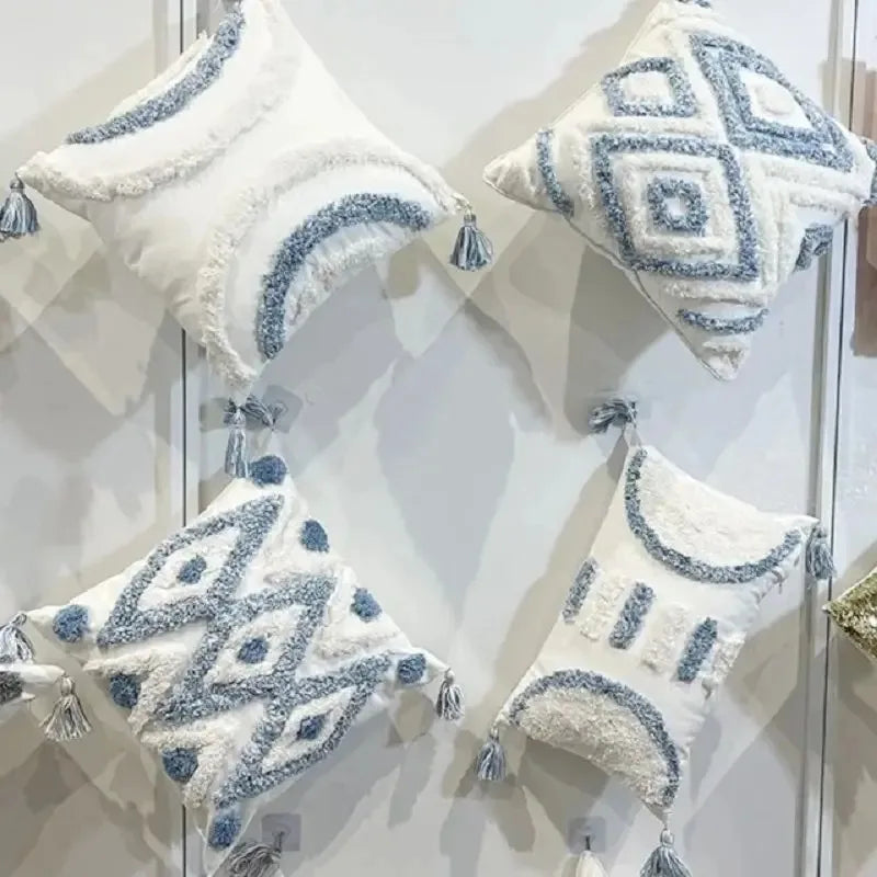 Nordic Luxury Sofa Cushion Backrest Square Pillow Case Plush Tassel Pillow Cover for Sofa Bedroom Cushion Cases Pillow
