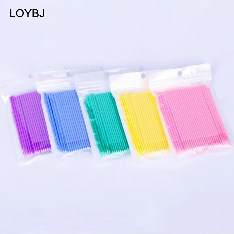 100pcs/bag Individual Applicators Eyelash Mascara Wands Disposable Makeup Brushes Micro Brushes Eyelash Extension Tools Plastic