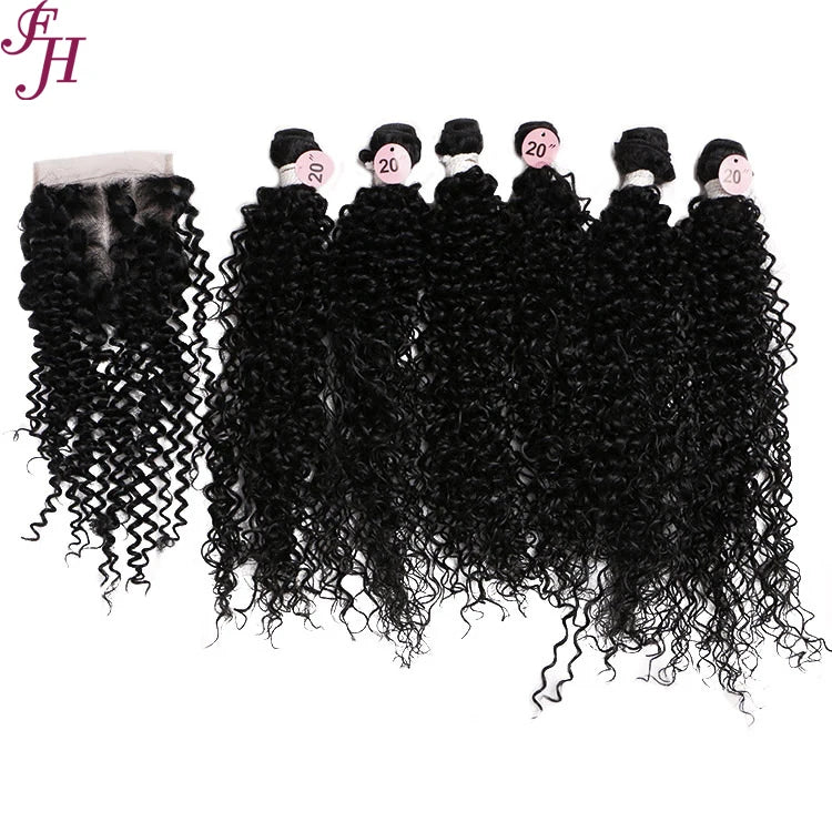 FH Wholesale Factory Price Human Hair 20 Inches Natural Black Virgin Raw Hair Bundle With Lace Closure