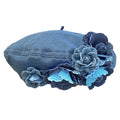 Denim Beret Hat for Women French Artist Painter Beret Casual Sun Hat with Adjustable Strap