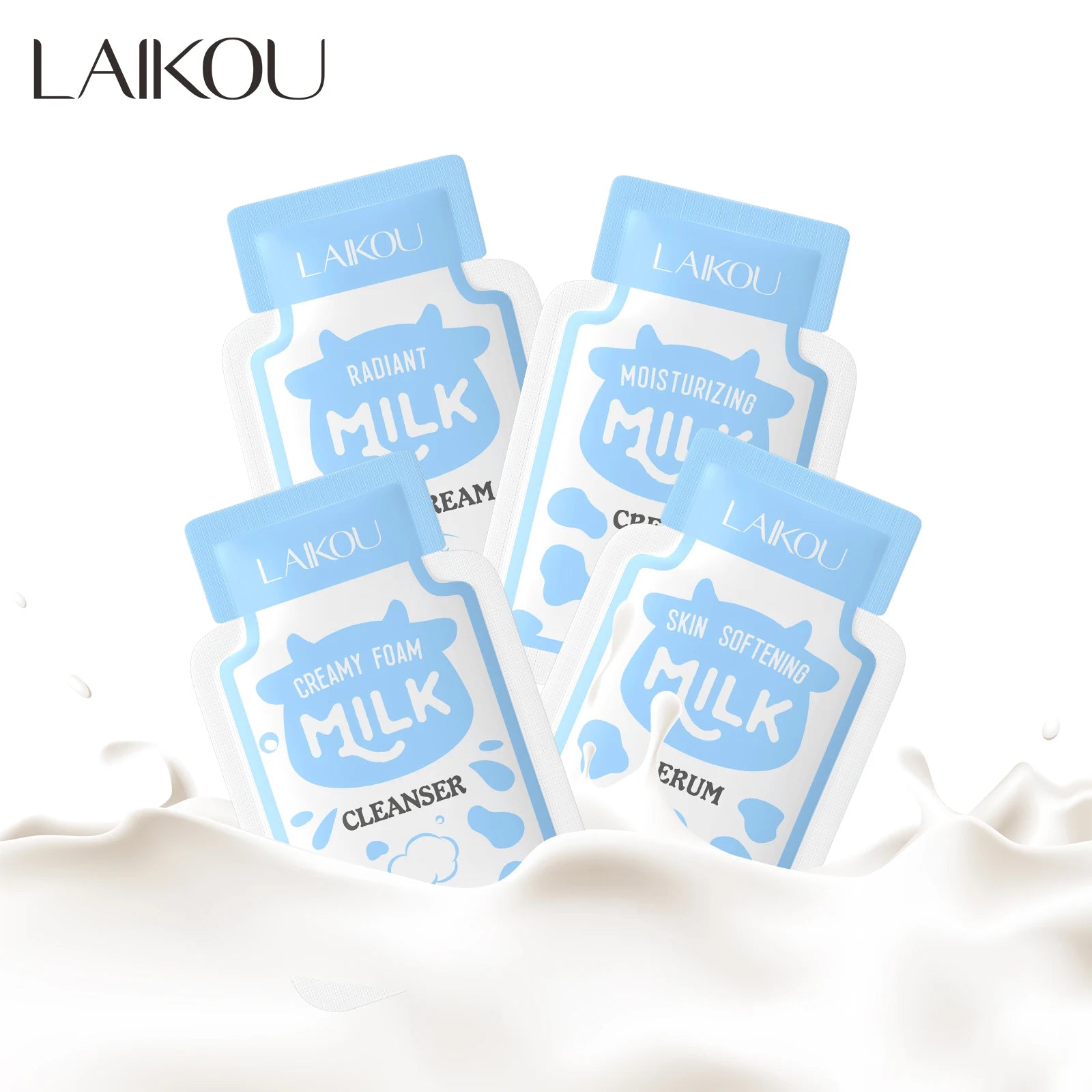 LAIKOU Travel Size Sachet Milk Facial Cleanser Skin Softening Serum Radiant Eye Cream Skin Care Moisturizing Cream