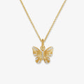 LOZRUNVE Brand Elegant Pave Textured Butterfly Pendant 925 Silver Gold Plated Necklace Women
