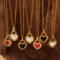 Fashion Stainless Steel Non Tarnish Black Red White Shell Forever Love Heart Pendant Necklace for Women