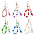 Wholesale Card Grabber Wristlet Keychain Bracelet with Wooden Beads Car Key Ring Chain for Women