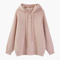 Women's Casual V-Neck Batwing Long Sleeve Drawstring Knitted Pullover Sweatshirt Loose Fall Winter Hoodies Sweater