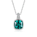 OAHLAN 925 Sterling Silver Cubic Zirconia Necklace Jewelry Fashion Emerald Pendant Necklace Anniversary Birthday Gifts for Women