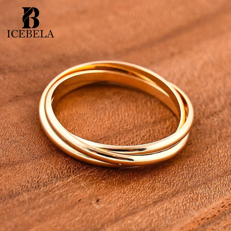 Trendy 18k Gold Plated Fine Jewelry Glossy Minimalist Unique Designer Multi-Layer Crossed 925 Sterling Silver Rings for Girls