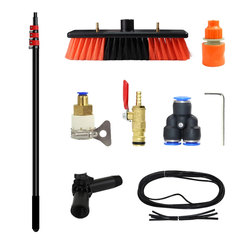 30ft Telescopic Solar Panel Cleaning Kit Water Fed Plastic Brush Pole for Window Cleaning Solar Panel Cleaner Tools