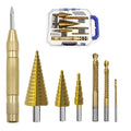 6pcs Hss High Speed Steel Step Drill Bit Sets Titanium Coated Step Drill Bit Set for Comprehensive Metal Wood Drilling Solutions