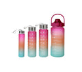 Drink Bottle Creative Gradient Color Sports 4 PCS Set 3000ML 1500ML 900ML 280ML Plastic Water Bottles With Straw