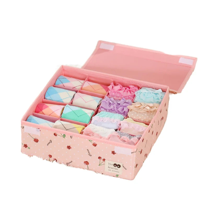 Modern Design Underwear Bra Storage Box Fabric Drawer Organizer with Hidden Partition for Wardrobe Clothing Storage